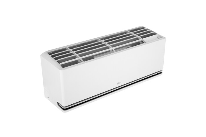 Front-left angled top view of LG air conditioner