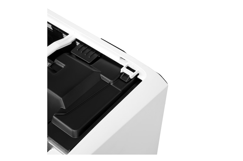 Close-up view of LG air conditioner filter hook with filter removed