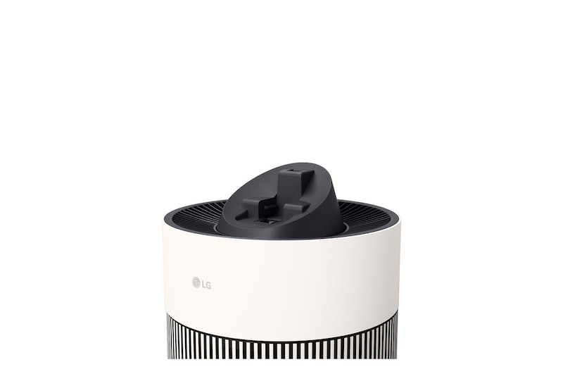 Image showing the LG air purifier with its head component detached for cleaning