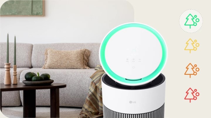 LG air purifier's filter reminder feature, notifying users when it's time to replace the filter