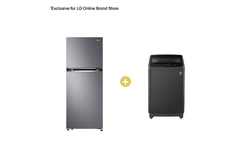 Front view of 235L Top Freezer Fridge and 9kg Top Load Washer Value Package GV-B212PQMB.T2311VS