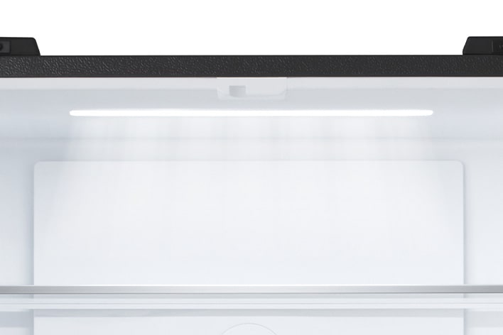 Close up view of LED lamp that is inside of lg multi door refrigerator.