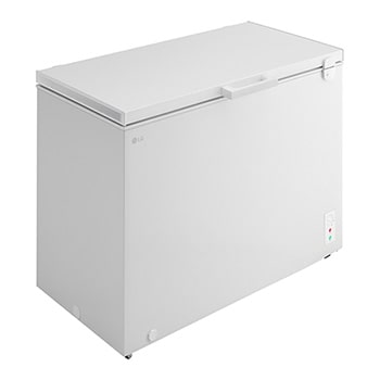 LG chest freezer side view showing door opening