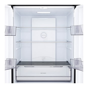 lg multi door refrigerator top compartment open view