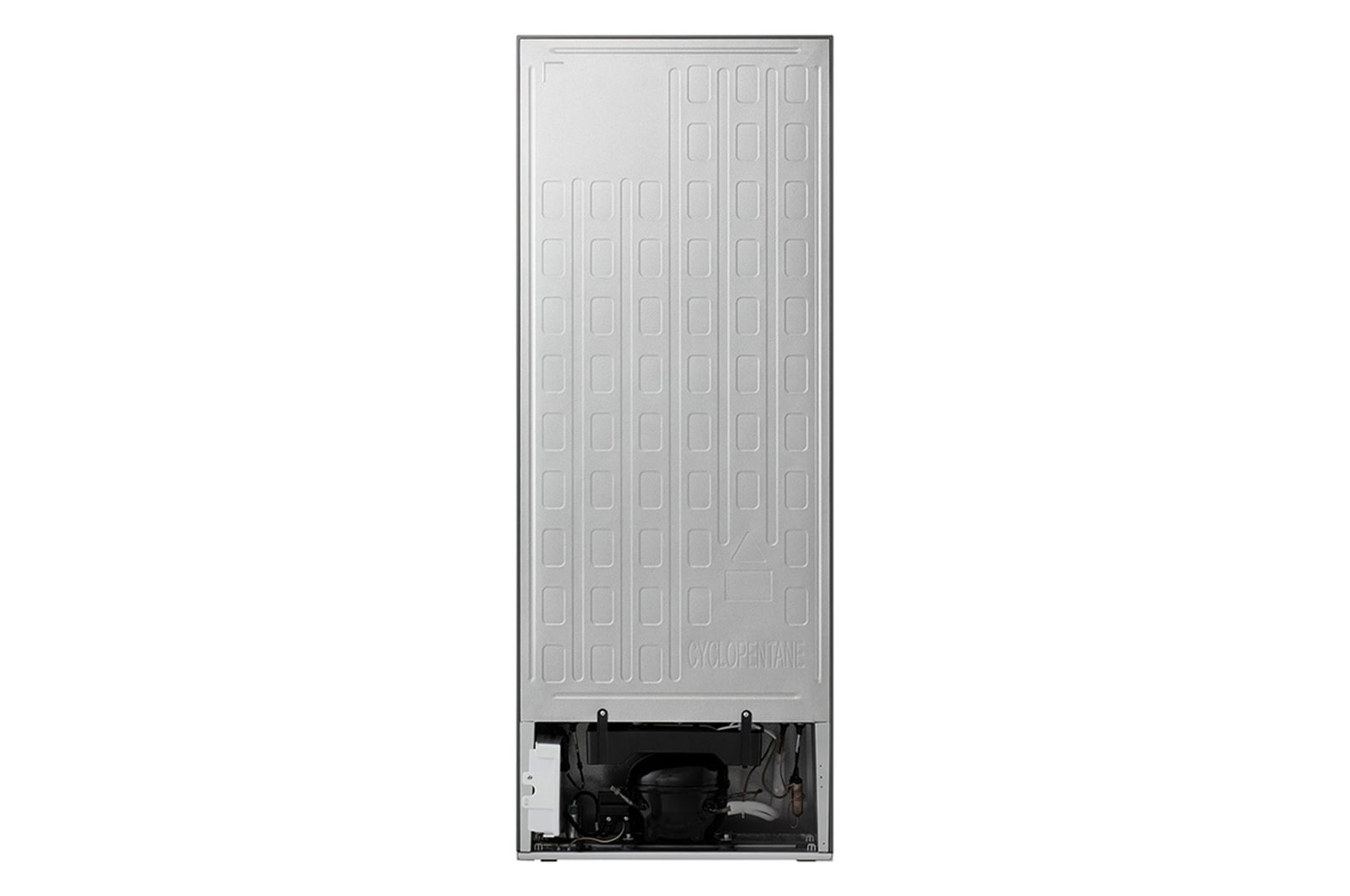 Back view of 235L Top Freezer Refrigerator Essence Matte Black with LinearCooling and Deodorizer.