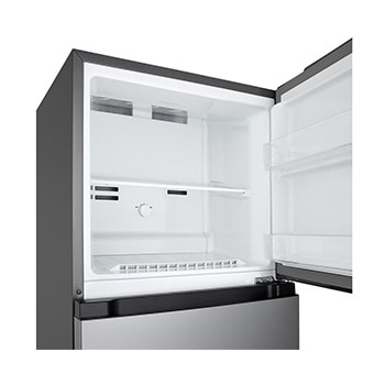 Freezer view of 235L Top Freezer Refrigerator Essence Matte Black with LinearCooling and Deodorizer.