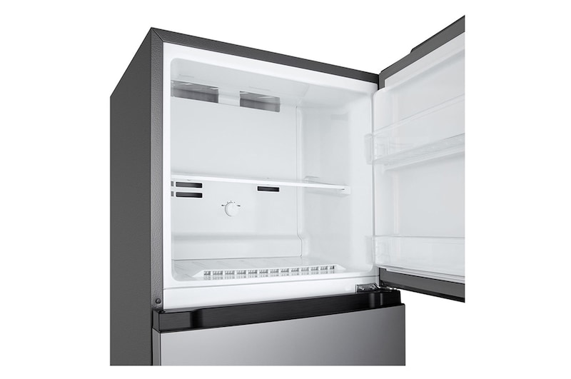 Freezer view of 235L Top Freezer Refrigerator Essence Matte Black with LinearCooling and Deodorizer.