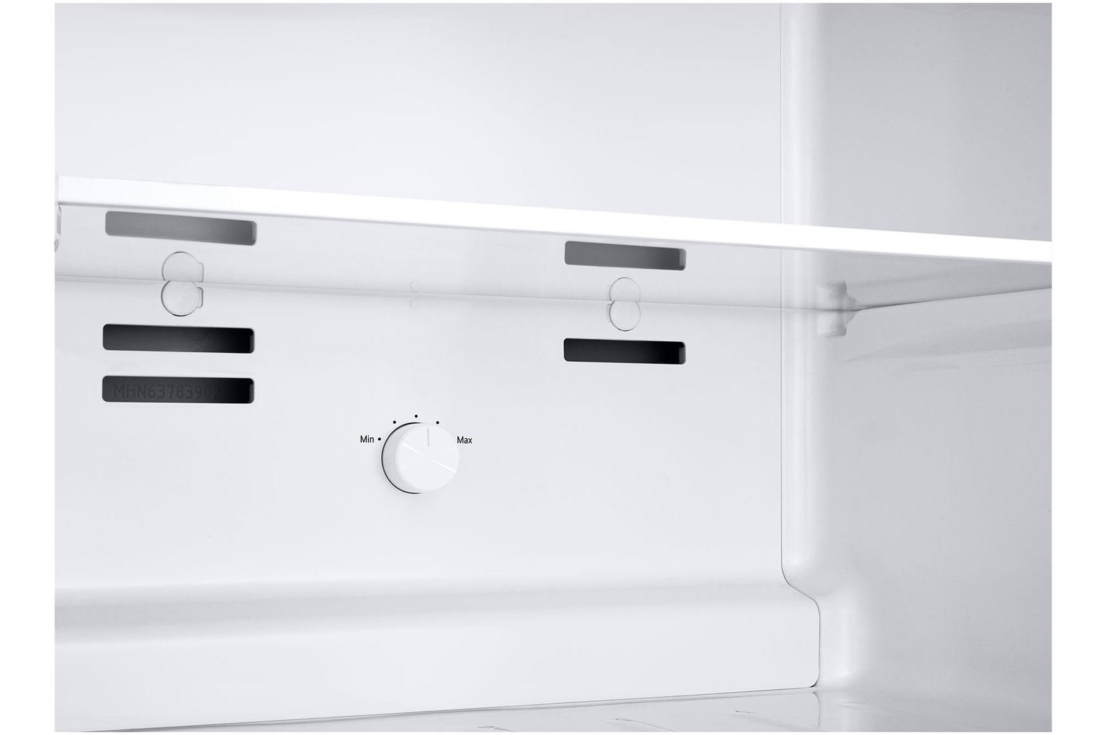 Temperature control view of 235L Top Freezer Refrigerator Essence Matte Black with LinearCooling and Deodorizer.