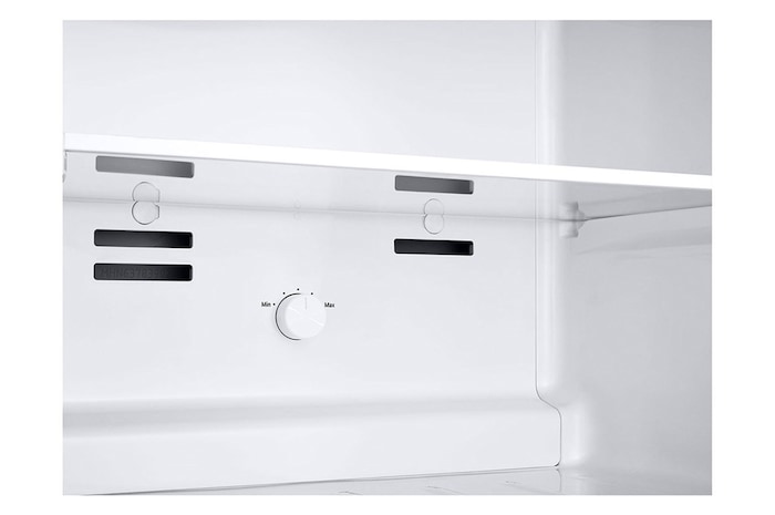 Temperature control view of 235L Top Freezer Refrigerator Essence Matte Black with LinearCooling and Deodorizer.