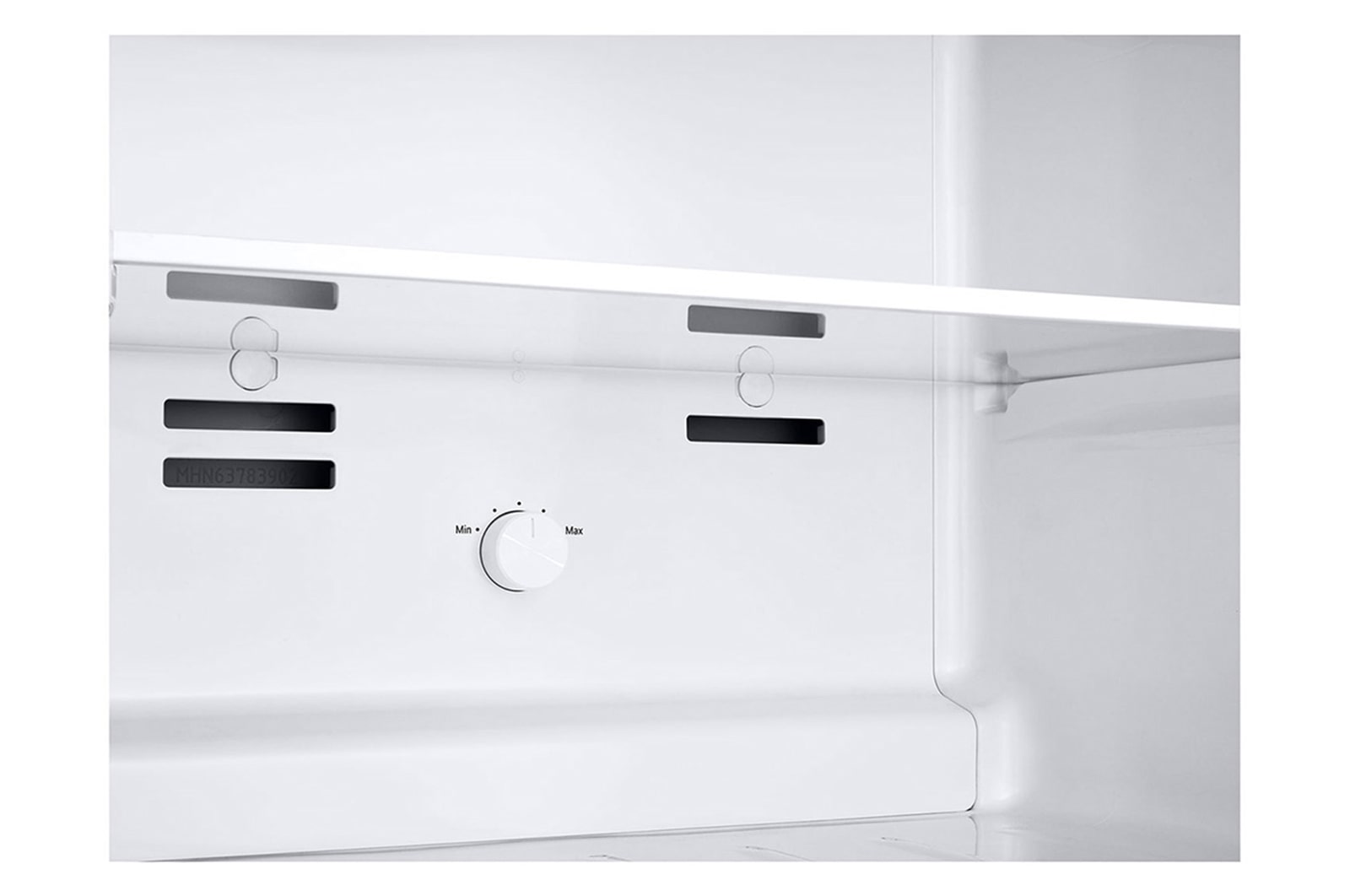 Temperature control view of 235L Top Freezer Refrigerator Essence Matte Black with LinearCooling and Deodorizer.