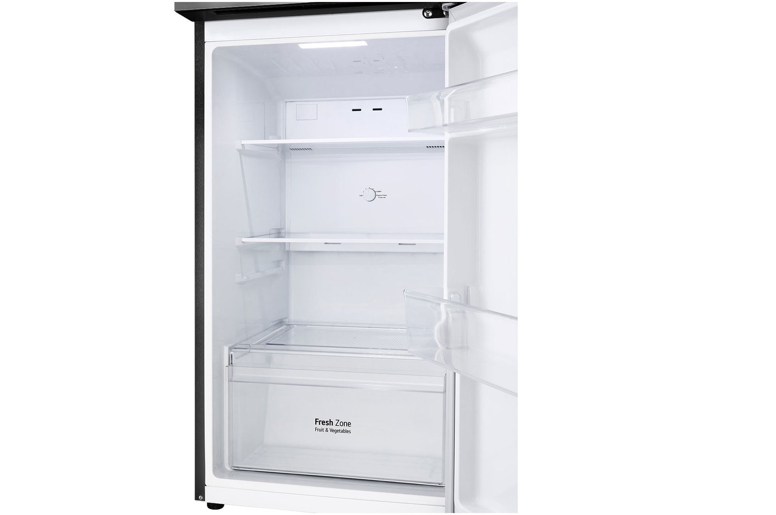 Fridge duct view of 235L Top Freezer Refrigerator Essence Matte Black with LinearCooling and Deodorizer.
