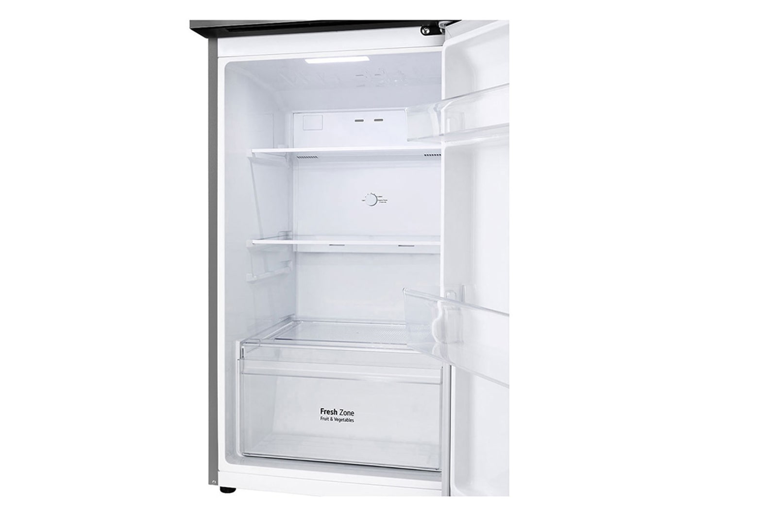 Handle view of 235L Top Freezer Refrigerator Essence Matte Black with LinearCooling and Deodorizer.