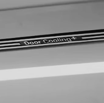 Close up view of door cooling air duct in an lg french door refrigerator.