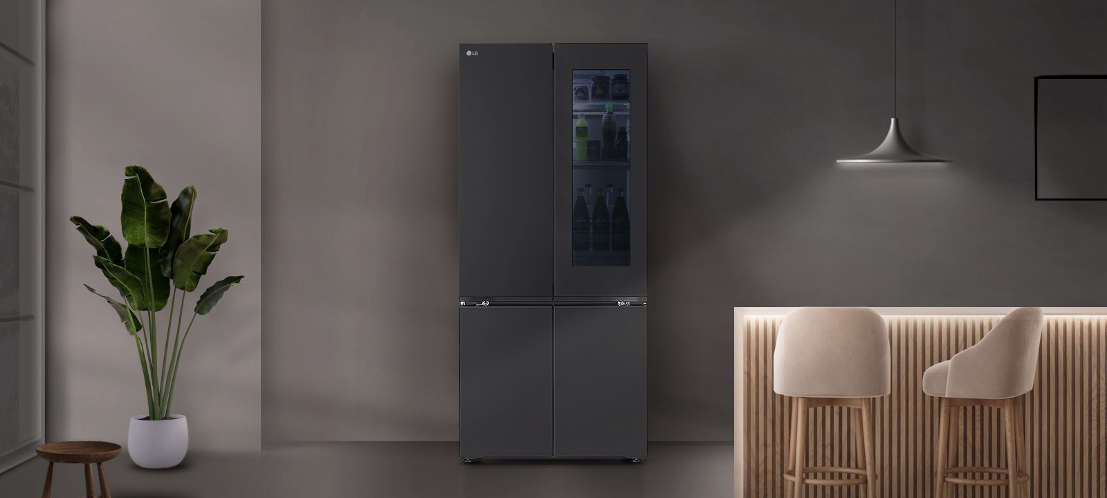 The lg refrigerator analyzes usage patterns to reduce unnecessary power consumption during low-usage nights.