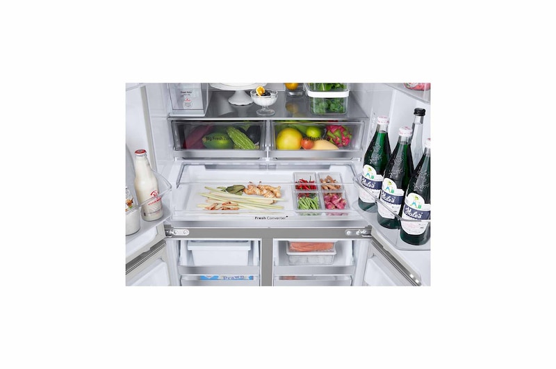 Bottom drawer open with food