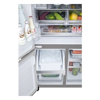 Bottom drawer open with food
