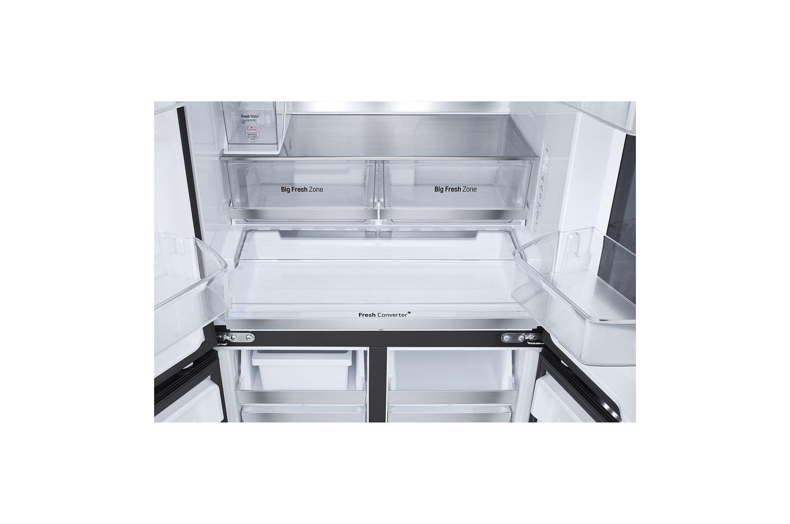 Bottom drawer open without food