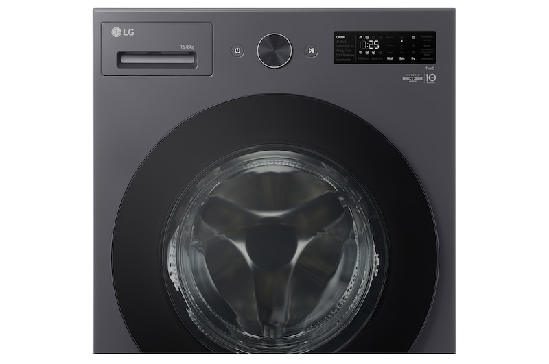 LG 15/8kg Front Load Washer Dryer with with AI Direct Drive™ and TurboWash™, F2515RNEG