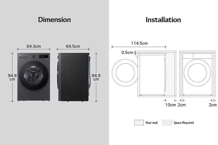 LG 15/8kg Front Load Washer Dryer with with AI Direct Drive™ and TurboWash™, F2515RNEG