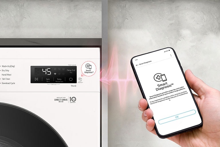 Smart Diagnostics™ lets you know about your washing machine's problems via notifications on your phone