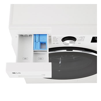 LG washer dryer (f4x9eup25m) top control panel view in white