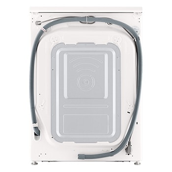 LG washer dryer (f4x9eup25m) rear view showing hose and power panel