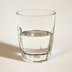 A cup filled with clear water	