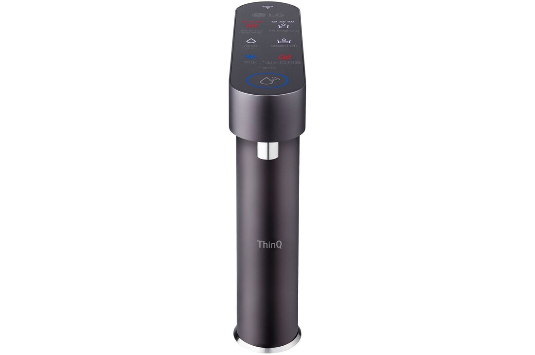 Front view of PuriCare™ Objet Collection Water Purifier Solid Black Hot & Cold & Ambient Water