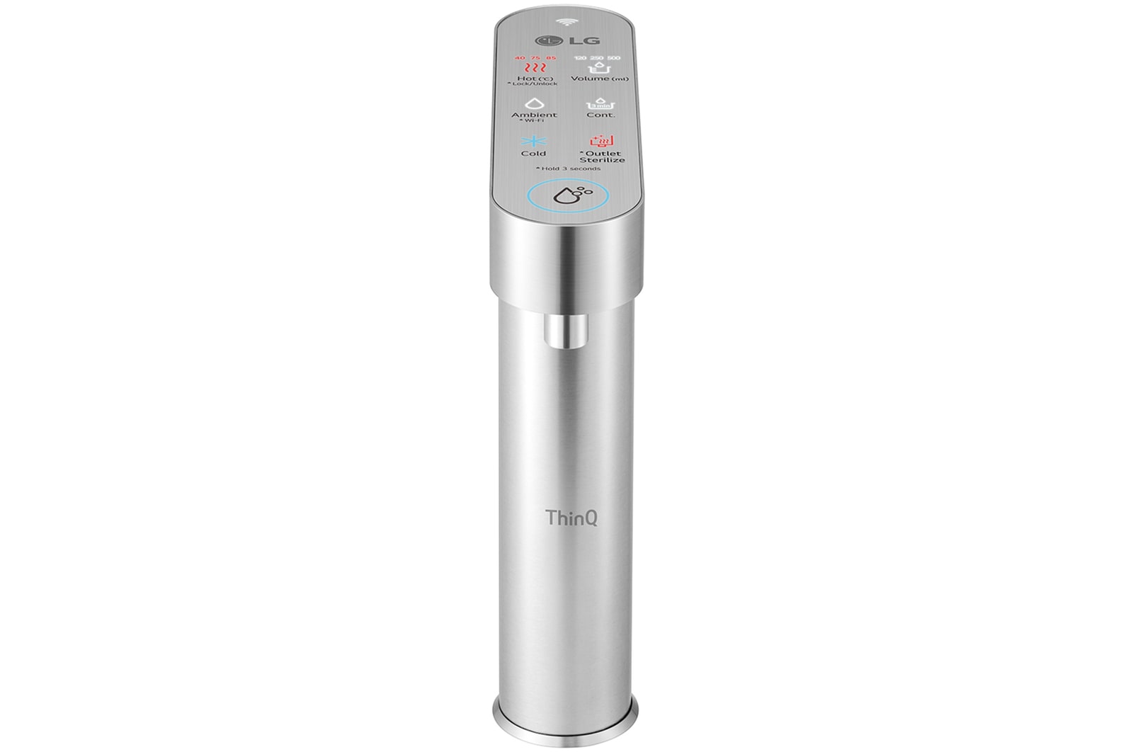 Front view of PuriCare™ Objet Collection Water Purifier Solid Black Hot & Cold & Ambient Water
