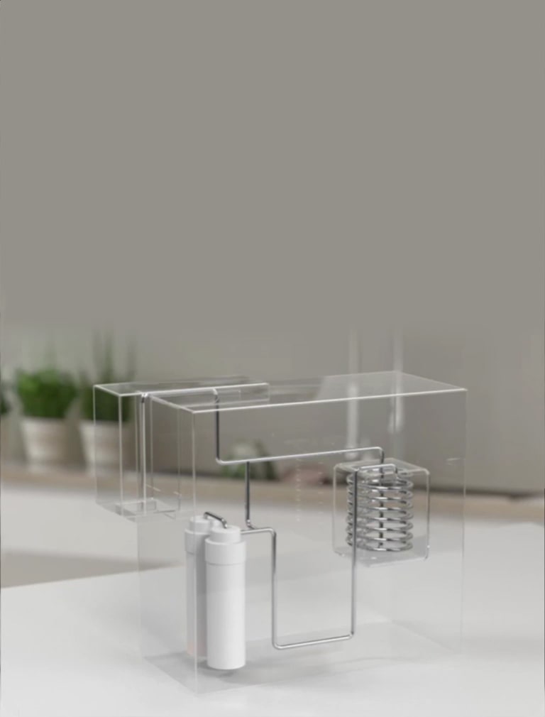 It shows the inside of the water purifier