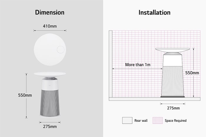 LG PuriCare™ AeroFurniture Air Purifier (Essence White) with Wireless Charging, AS20GPHK0
