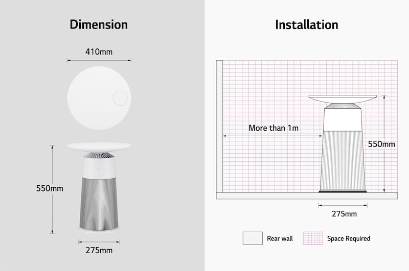 LG PuriCare™ AeroFurniture Air Purifier (Essence White) with Wireless Charging, AS20GPHK0