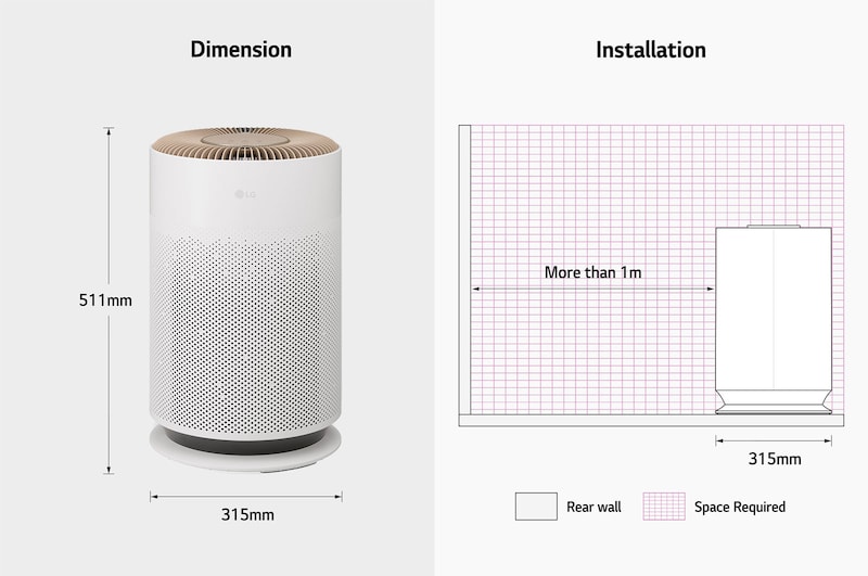 LG PuriCare™ 360º HIT Air Purifier (Brown) with compact and complete air purification, AS60GHCG0