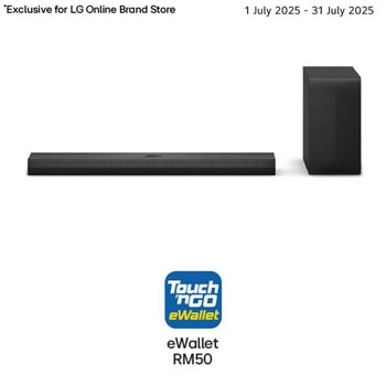 Front view of LG Soundbar S70TY and SubWoofer
