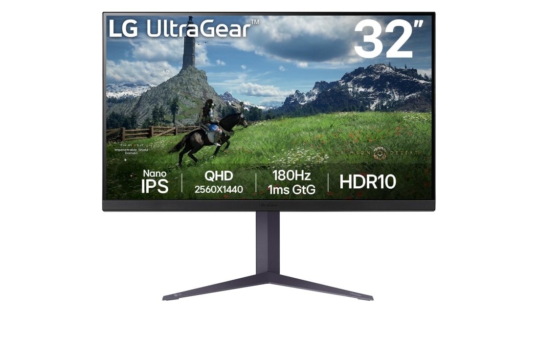LG 32” UltraGear™ QHD Nano IPS gaming monitor | 180Hz, IPS 1ms (GtG), HDR10, 32GS85Q-B