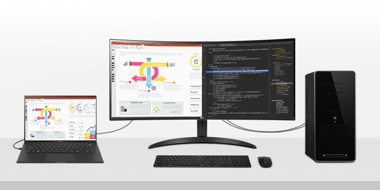 This monitor allows you to see multiple contents from two computers with the picture-by-picture feature, so it helps to process work efficiently.