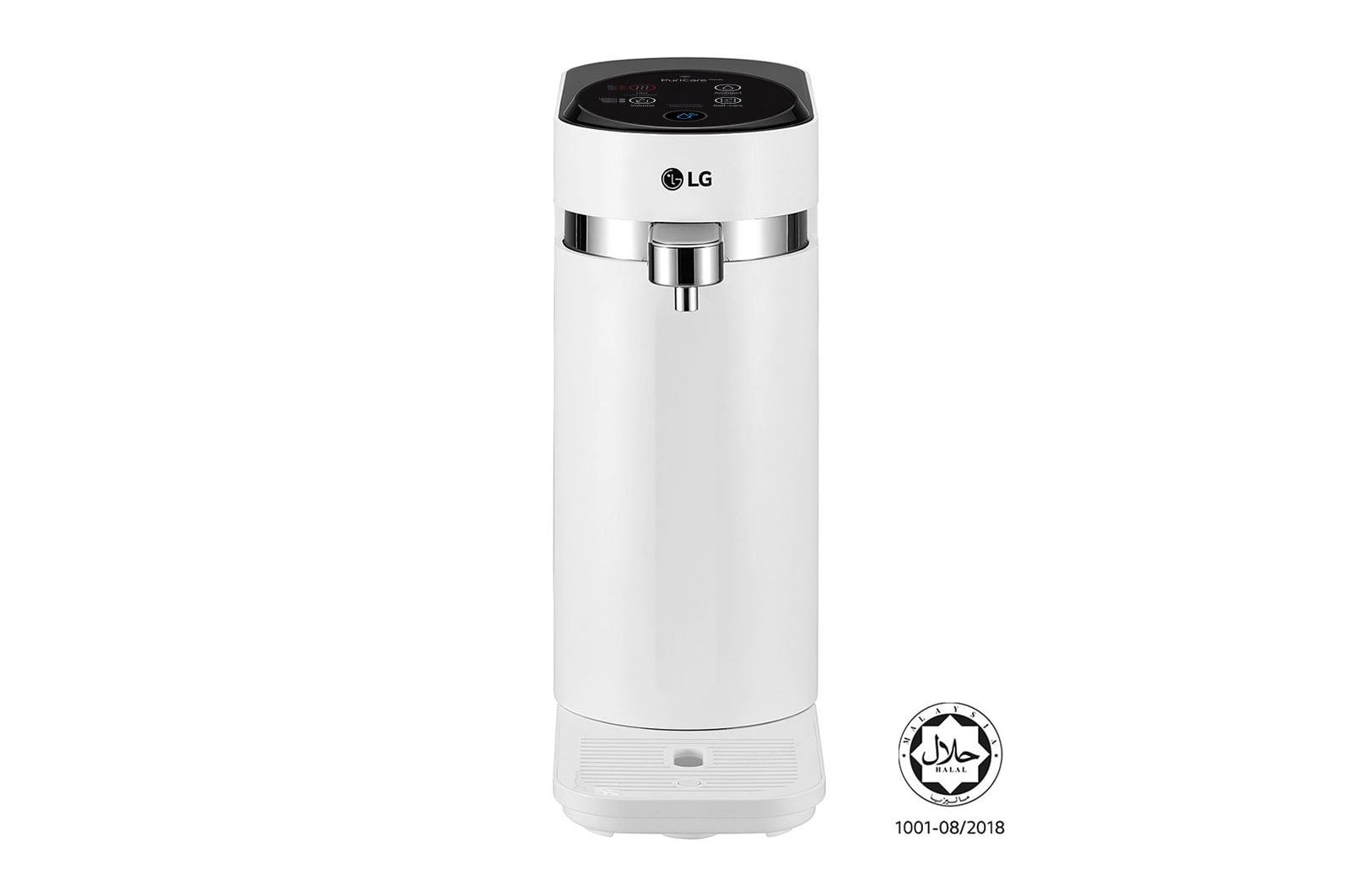 Front view of Tankless LG PuriCare™ Water Purifier with 3-stage filtration &amp; Tankless Hot &amp; Ambient Water, White WD210AN