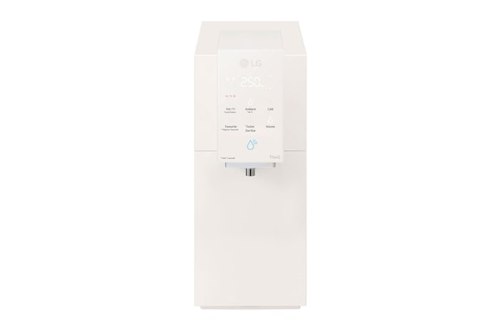 Front view of LG PuriCare Objet Collection Water Purifier, Calming Beige, WD518AN