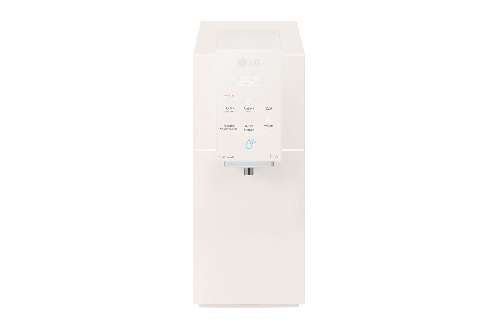 Front view of LG PuriCare Objet Collection Water Purifier, Calming Beige, WD518AN