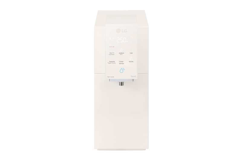 Front view of LG PuriCare Objet Collection Water Purifier, Calming Beige, WD518AN