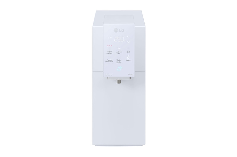 Front view of LG PuriCare Objet Collection Water Purifier, Calming Cream Sky, WD518AN