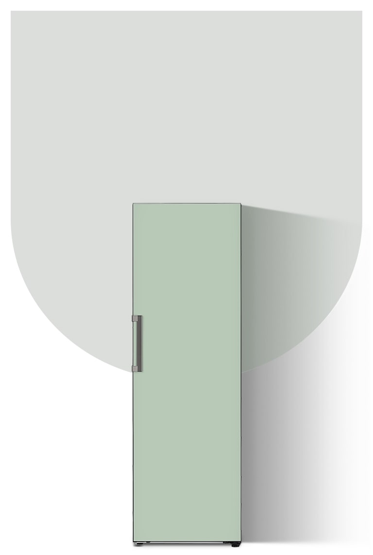 It shows a mist mint color LG Larder Objet Collection.