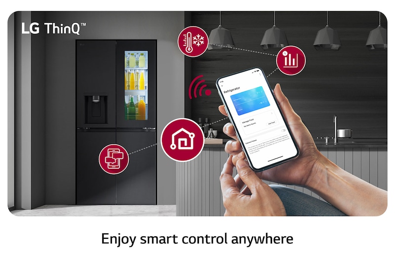LG [Subscribe] 508L French Door Fridge with InstaView in Essence Matte Black Finish, GC-G22FFQAB