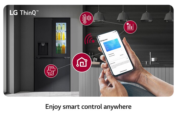 LG [Subscribe] 508L French Door Fridge with InstaView in Essence Matte Black Finish, GC-G22FFQAB