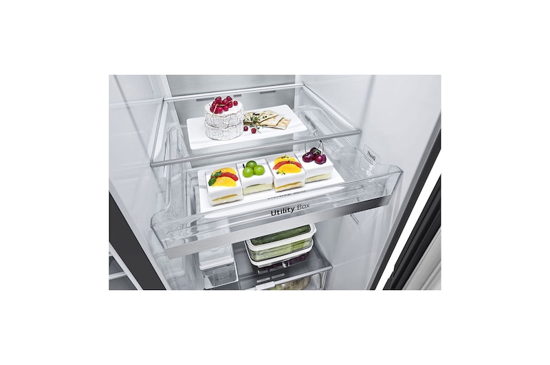 LG 674L Side-by-Side Fridge with Door-in-Door™ & UVnano® Water Dispenser in Matte Black Finish , GC-J257CQES