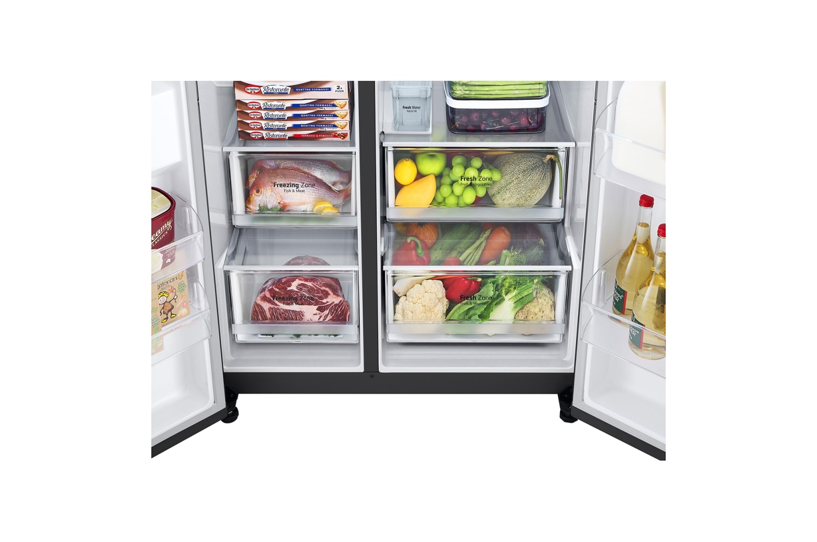 LG [RENTAL] 635L Side-by-Side Fridge in Matte Black Finish, GC-J257SQNW