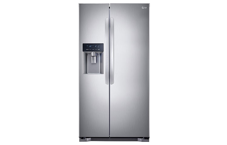 Front view of IEC Gross 567L PLATINUM SILVER NON PLUMBING WATER DISPENSER SIDE BY SIDE GC-L207GLXV