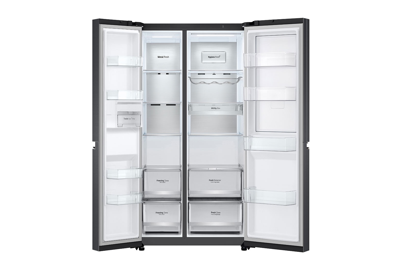 LG 694L Side-by-Side Fridge with Door-in-Door™ in White Glass Finish , GC-M257CGFL