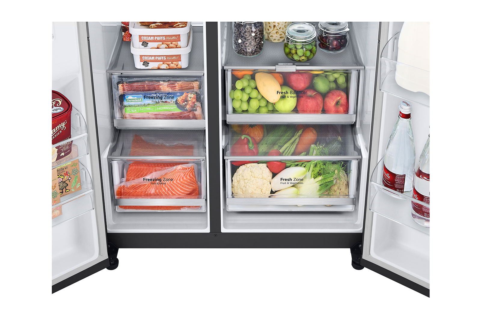 LG 694L Side-by-Side Fridge with Door-in-Door™ in White Glass Finish , GC-M257CGFL