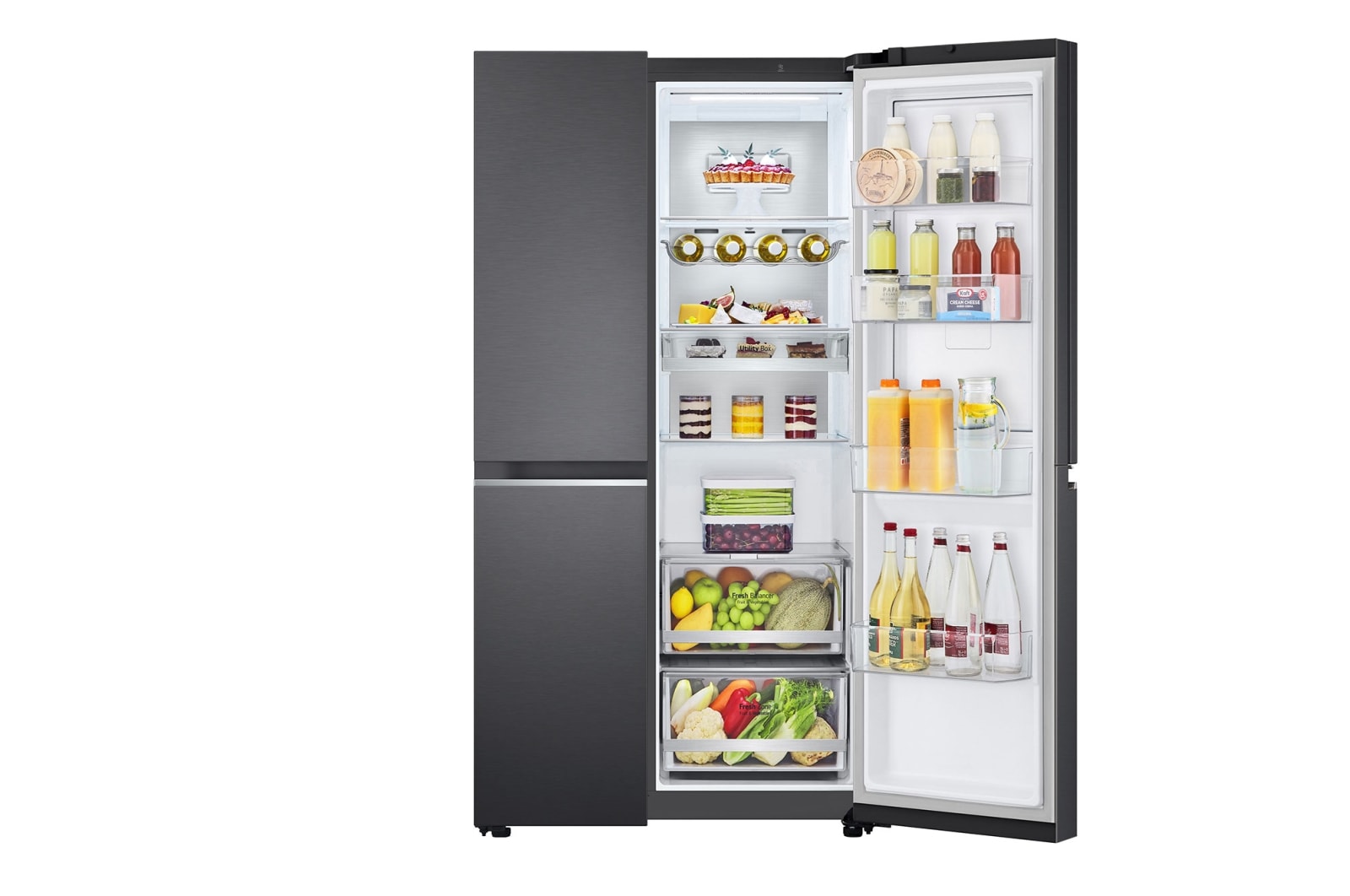 LG 694L Side-by-Side Fridge with Door-in-Door™ in Matte Black Finish , GC-M257CQFL